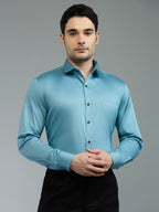Grey - Kompanion Men's Solid Shirt | Lycra