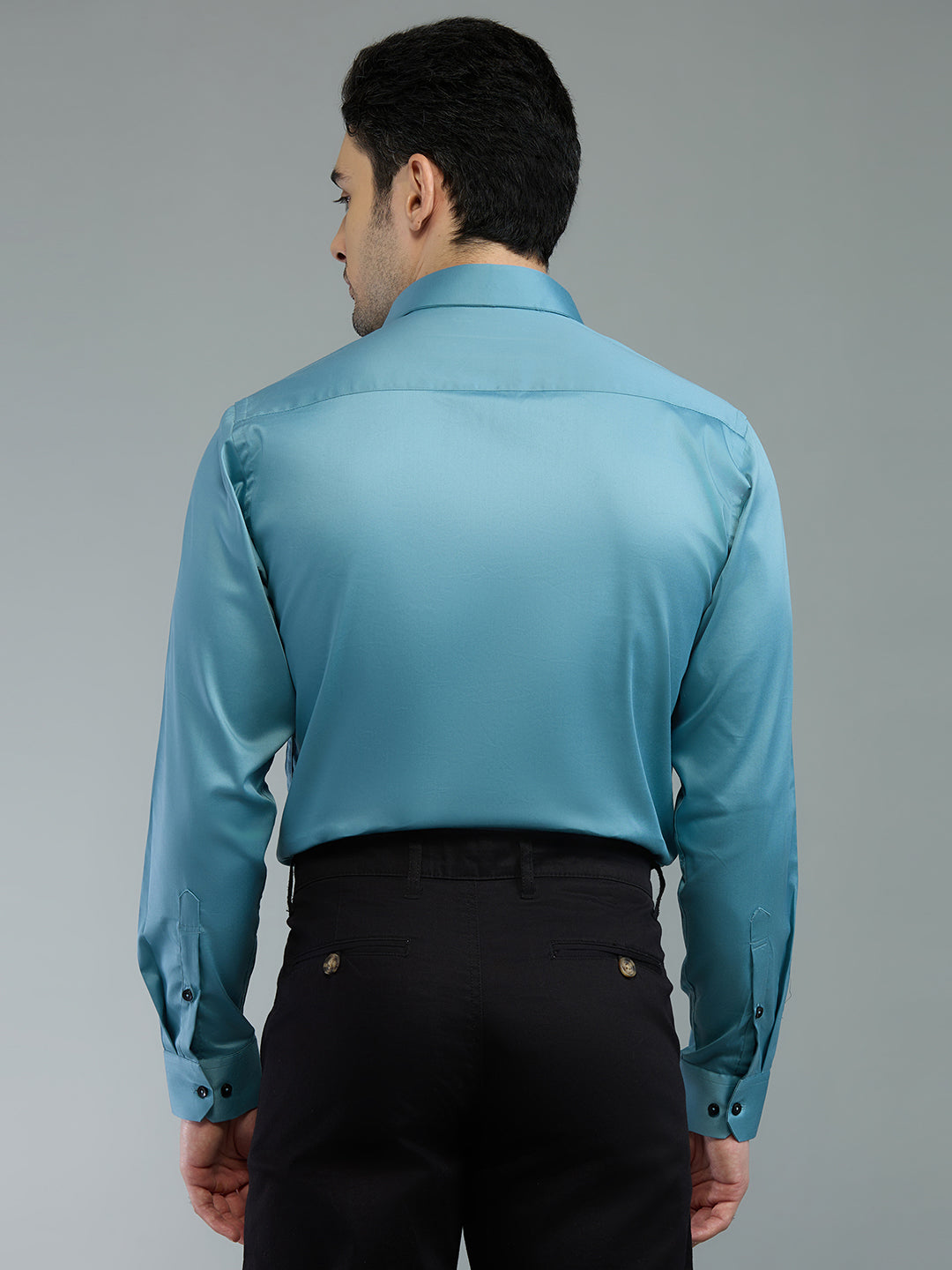 Grey - Kompanion Men's Solid Shirt | Lycra