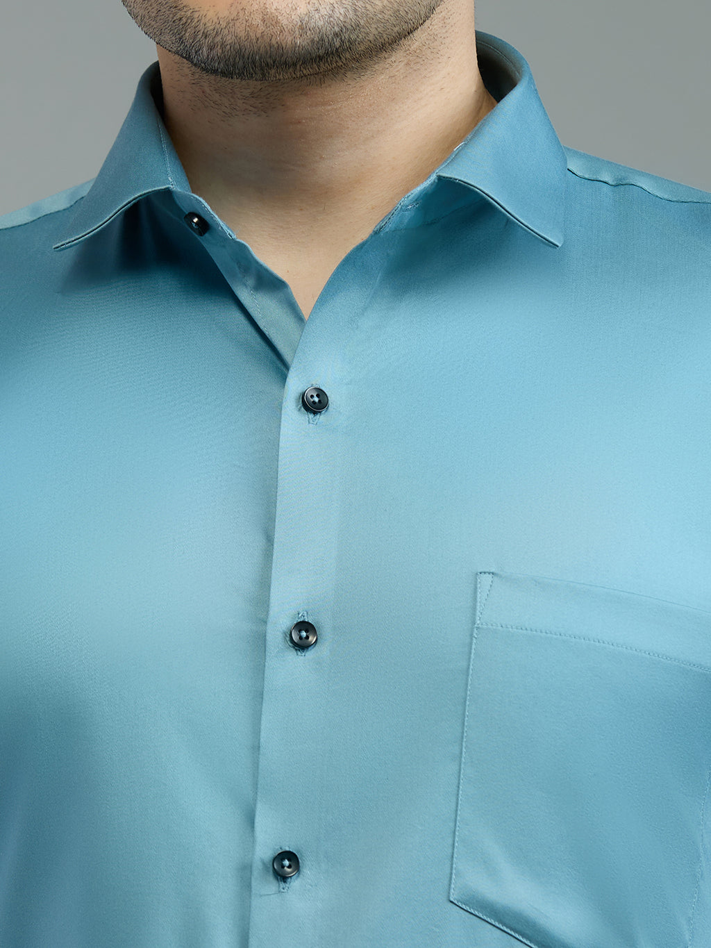 Grey - Kompanion Men's Solid Shirt | Lycra