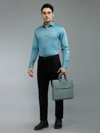 Grey - Kompanion Men's Solid Shirt | Lycra